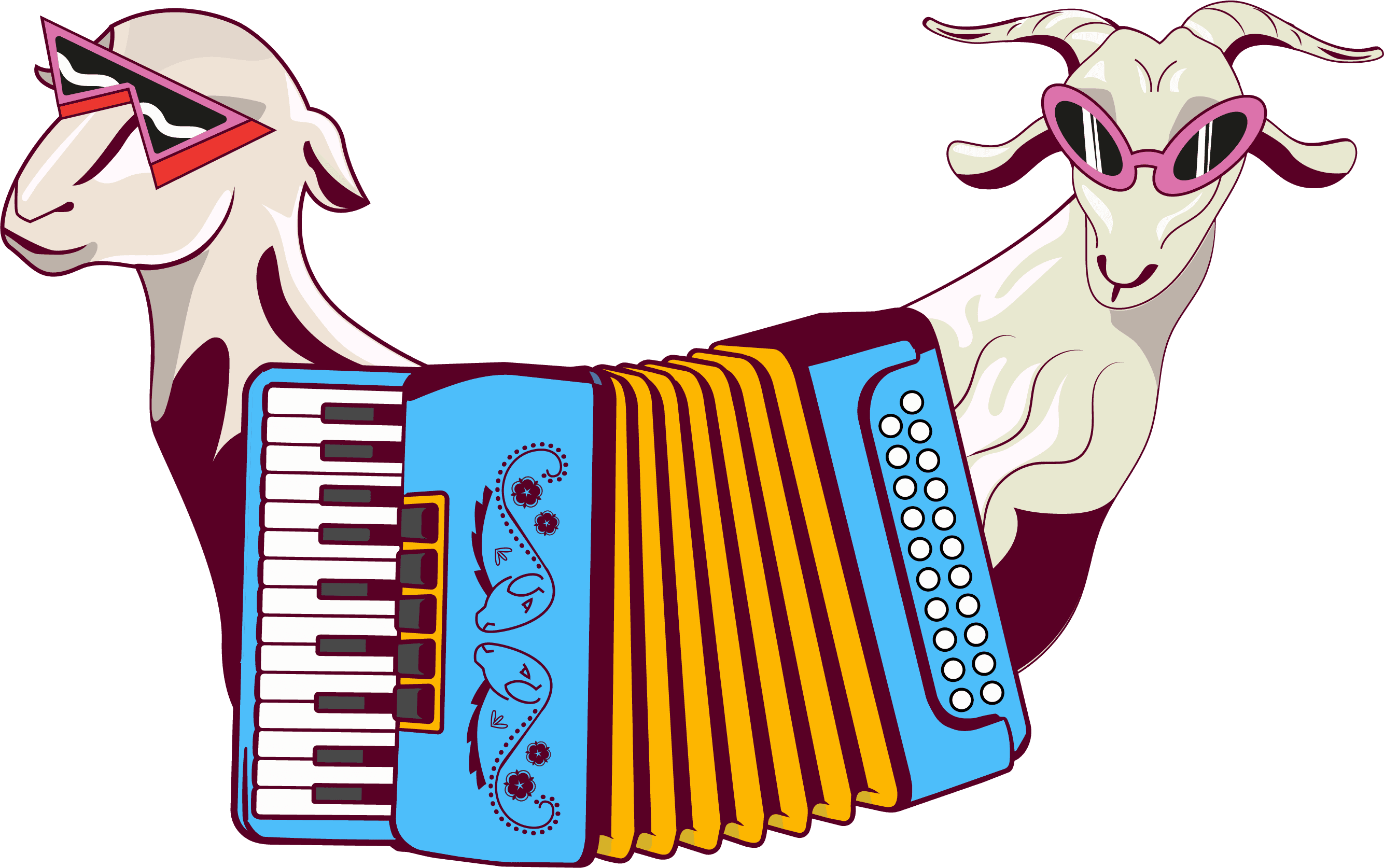Mascotes do FestBerro com sanfona