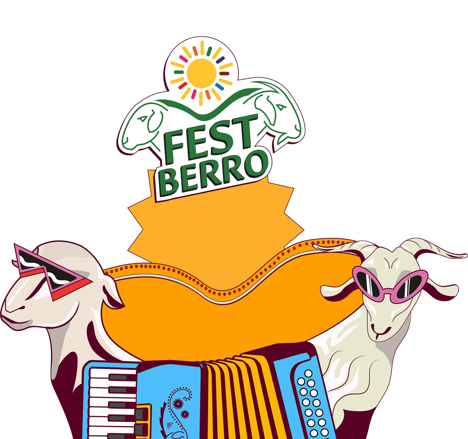FestBerro 2026 — Logotipo oficial com bodes tocando sanfona